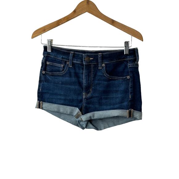 American Eagle Next Level Stretch Hi-RIse Shortie Cuffed Denim Shorts Size 4 - Picture 2 of 6